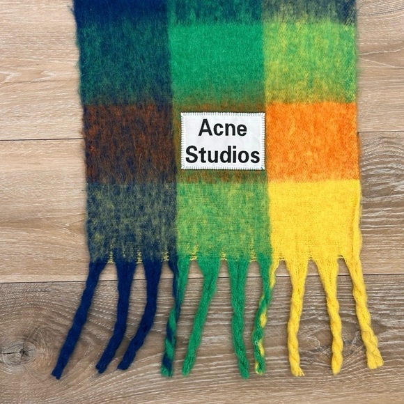 Acne Studios Multicolor Mohair Checked Scarf - Picture 2 of 5